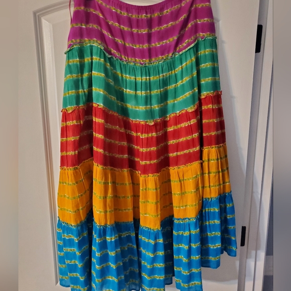 Ladies Lauren Ralph Lauren tiered multicolor maxi skirt with coordinating top - Picture 2 of 7